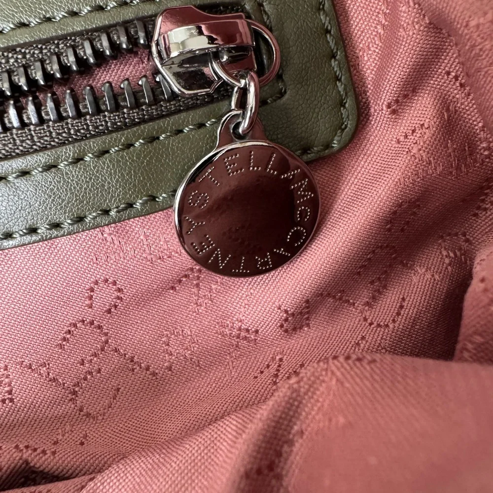 Stella McCartney Falabella Shaggy Deer Mini Backpack Olive Green Khaki Chain
